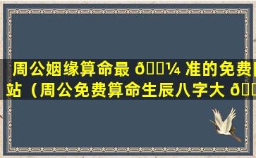 周公姻缘算命最 🐼 准的免费网站（周公免费算命生辰八字大 🕊 全）